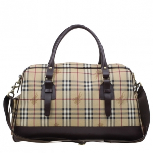 Pre Owned Burberry Haymarket Coated Canvas Luggage Bag