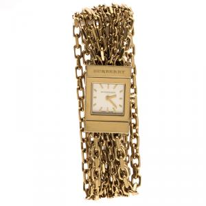 Pre Owned Burberry Gold Tone BU5602 Multi-Chain Bracelet Women's Wristwatch 20 mm