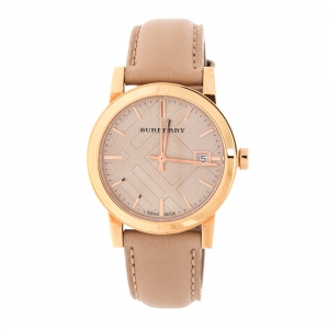 Burberry Tan Rose Gold Plated Stainless Steel Nude BU9109 Women's Wristwatch 34 mm