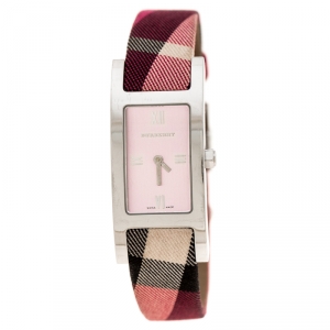 Burberry Silver Pink Stainless Steel Heritage BU1025 Women's Wristwatch 18 mm