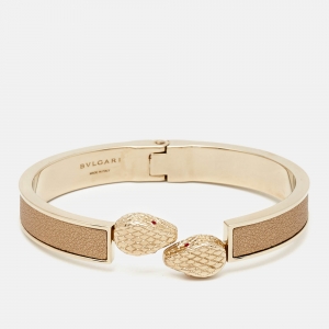 Bvlgari Serpenti Forever Enamel Leather Gold Tone Bracelet