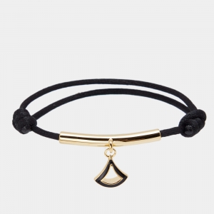 Bvlgari Divas' Dream Black Enamel Gold Tone Metal Adjustable Cord Bracelet