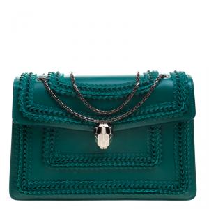 Bvlgari Sea Green Leather Medium Serpenti Forever Shoulder Bag
