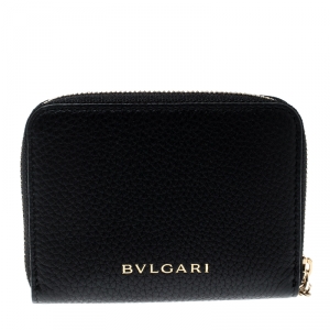 Bvlgari Black Leather Divas' Dream Zipped Around Wallet