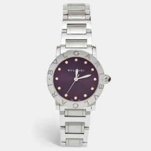 Bvlgari Purple Diamond Stainless Steel BvlgariBvlgari 102607 Women's Wristwatch 33 mm 