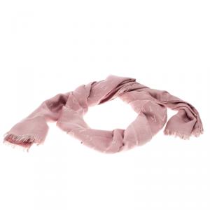 Bvlgari Pink Silk Wool Logomania Scarf 