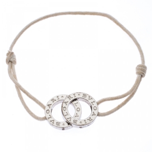 Bvlgari Bvlgari Interlocking Circles Silver Adjustable Cord Bracelet