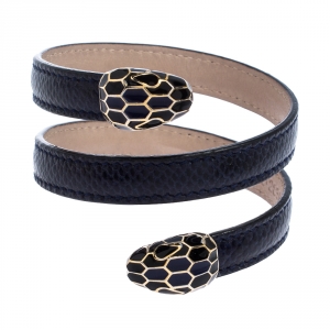 Bvlgari Serpenti Forever Navy Blue Leather Multi-Coiled Cleopatra Bracelet