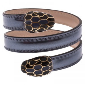 Bvlgari Serpenti Forever Purple Leather Wrap Bracelet