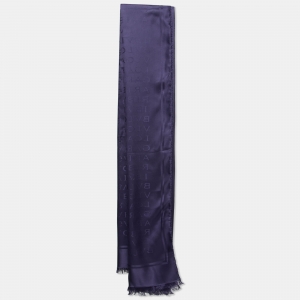Bvlgari Purple Logomania Silk Wool Shawl