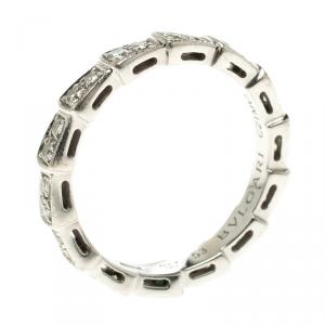 Bvlgari Serpenti Pave Diamonds & White Gold Wedding Band Ring Size 53