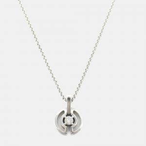 Bvlgari 18K White Gold Parentesi Diamond Pendant  Necklace 