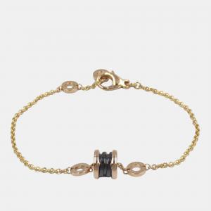 Bvlgari 18K Pink Rose Gold Ceramic Black B-Zero1 Element Bracelet 