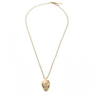 Bvlgari Serpenti Malachite Pave Diamonds Rose Gold Necklace