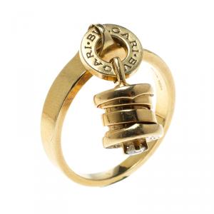 Bvlgari B.Zero1 18k Yellow Gold Diamond Charm Ring Size 56