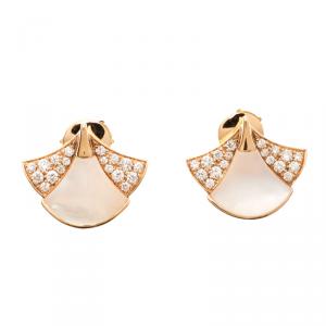 Bvlgari Divas' Dream Mother of Pearl & Diamond 18K Rose Gold Stud Earrings