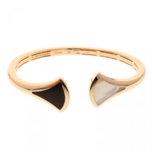Bvlgari Divas' Dream Mother of Pearl & Onyx 18k Rose Gold Open Cuff Bracelet S