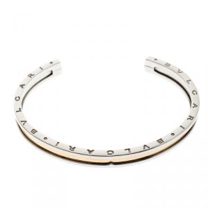 Bvlgari B.Zero1 Stainless Steel & 18k Rose Gold Open Cuff Bracelet S