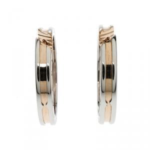 Bvlgari B.Zero1 18k Rose Gold & Stainless Steel Hoop Earrings 