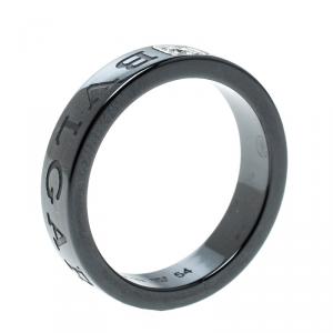 Bvlgari Diamond Black Ceramic Band Ring Size 54
