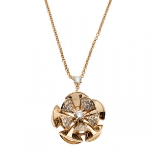 Bvlgari Diva's Dream Diamond 18k Rose Gold Flower Pendant Necklace