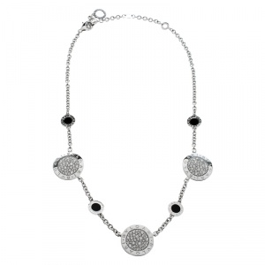 Bvlgari Diamond Onyx 18k White Gold Station Necklace