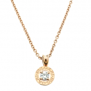 Bvlgari Diamond & 18k Rose Gold Pendant Necklace