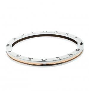 Bvlgari B.Zero1 Stainless Steel & 18K Yellow Gold Oval Bangle Bracelet