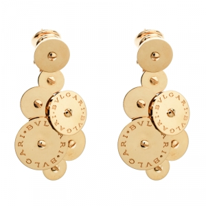 Bvlgari Cicladi 18k Yellow Gold Cluster Disc Drop Earrings