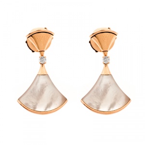 Bvlgari Divas' Dream Mother of Pearl Diamond 18k Rose Gold Drop Earrings
