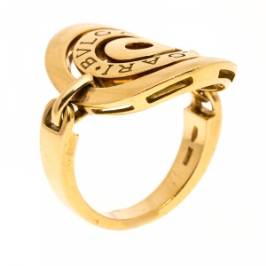 Bvlgari Cerchi Astrale 18K Yellow Gold Shield Band Ring Size 55