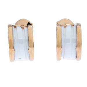 Bvlgari B.Zero1 White Ceramic 18k Rose Gold Earrings