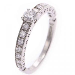 Pre Owned Bvlgari Solitaire Platinum Diamonds Pave Ring Size 55