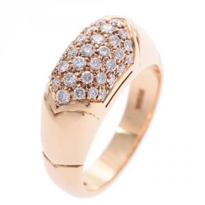 Bvlgari 18K Yellow Gold And Diamonds Band Ring Size 50
