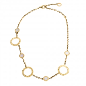 Bvlgari Mother of Pearl 18K Yellow Gold Circle Station Necklace
