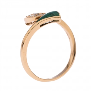Pre Owned Bvlgari Divas' Dream Diamond Malachite 18K Rose Gold Ring Size 53