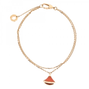 Bvlgari Divas' Dream Coral Charm 18K Rose Gold Chain Bracelet SM