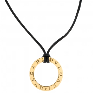 Bvlgari Open Round 18K Yellow Gold Black Cord Necklace