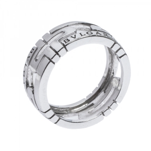 Bvlgari Parentesi 18K White Gold Band Ring Size 55