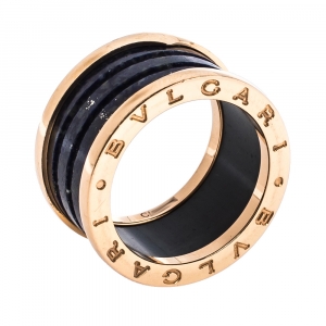 Bvlgari B.Zero1 Lapis Lazuli 18K Rose Gold 4-Band Ring Size 54