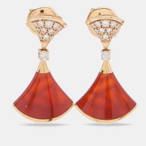 Bvlgari Divas' Dream Carnelian Diamonds 18k Rose Gold Earrings