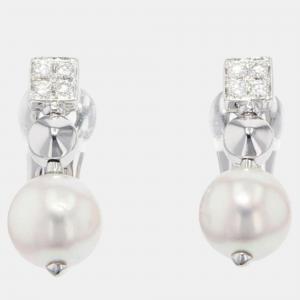 Bvlgari 18K White Gold, Pearl and Diamond Lucea Drop Earrings