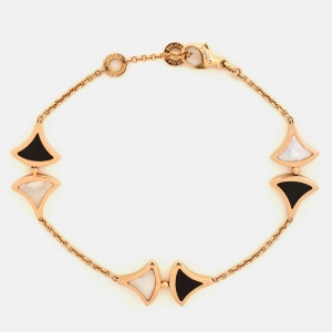 Pre Owned Bvlgari Divas' Dream Onyx Mother of Pearl 18k Rose Gold Bracelet ML