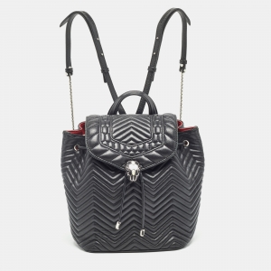 Bvlgari Black Quilted Leather Exclusive Edition Serpenti Forever Backpack