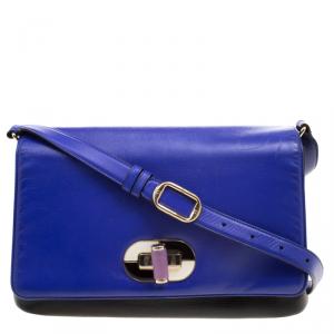 Bvlgari Blue/Black Leather Icona Shoulder Bag