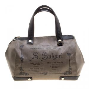 Bvlgari Grey Coated Fabric Satchel
