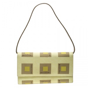 Bvlgari Yellow Printed Fabric Shoulder Bag