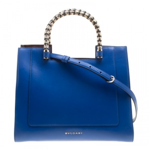 Bvlgari Blue Leather Medium Serpenti Tote