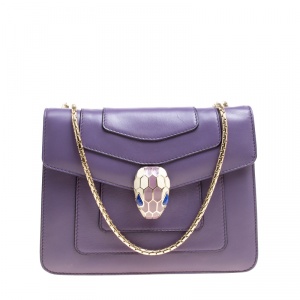 Bvlgari Purple Leather Small Serpenti Forever Shoulder Bag