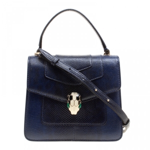 Bvlgari Indigo Karung Serpenti Forever Top Handle Bag